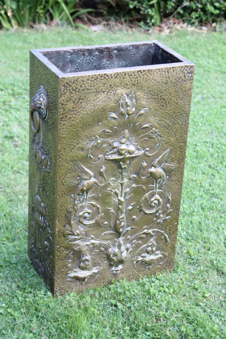 Appraisal: An early thC embossed brass stickstand