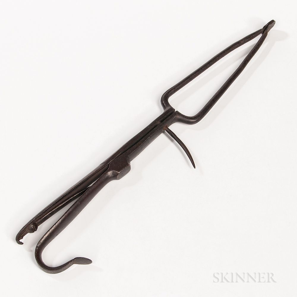 Appraisal: Pair of Wrought Iron Ember Tongs Pair of Wrought Iron