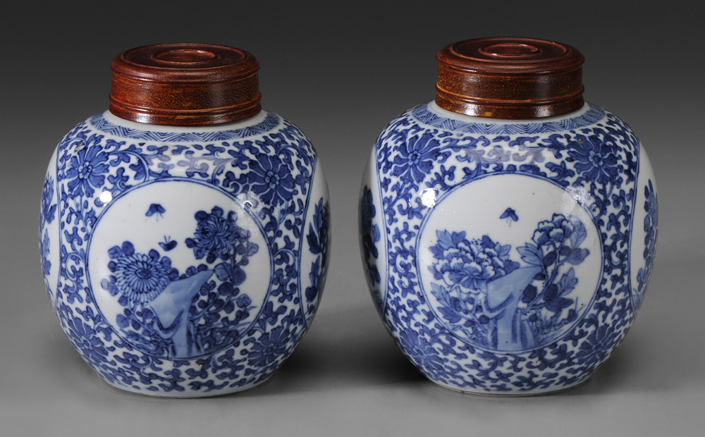 Appraisal: Pair Chinese Porcelain Ginger Jars th century or earlier blue