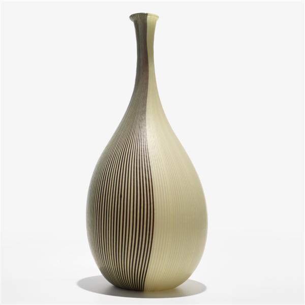 Appraisal: Carlo Scarpa Tessuto vase Venini Italy vertical canes with battuto