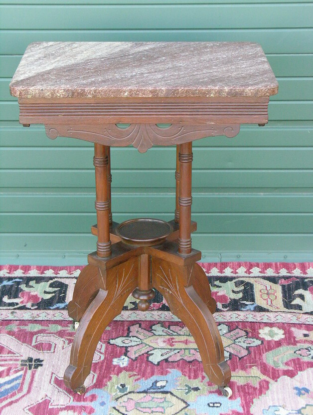 Appraisal: EASTLAKE WALNUT MARBLE TOP PARLOR TABLE Size by by