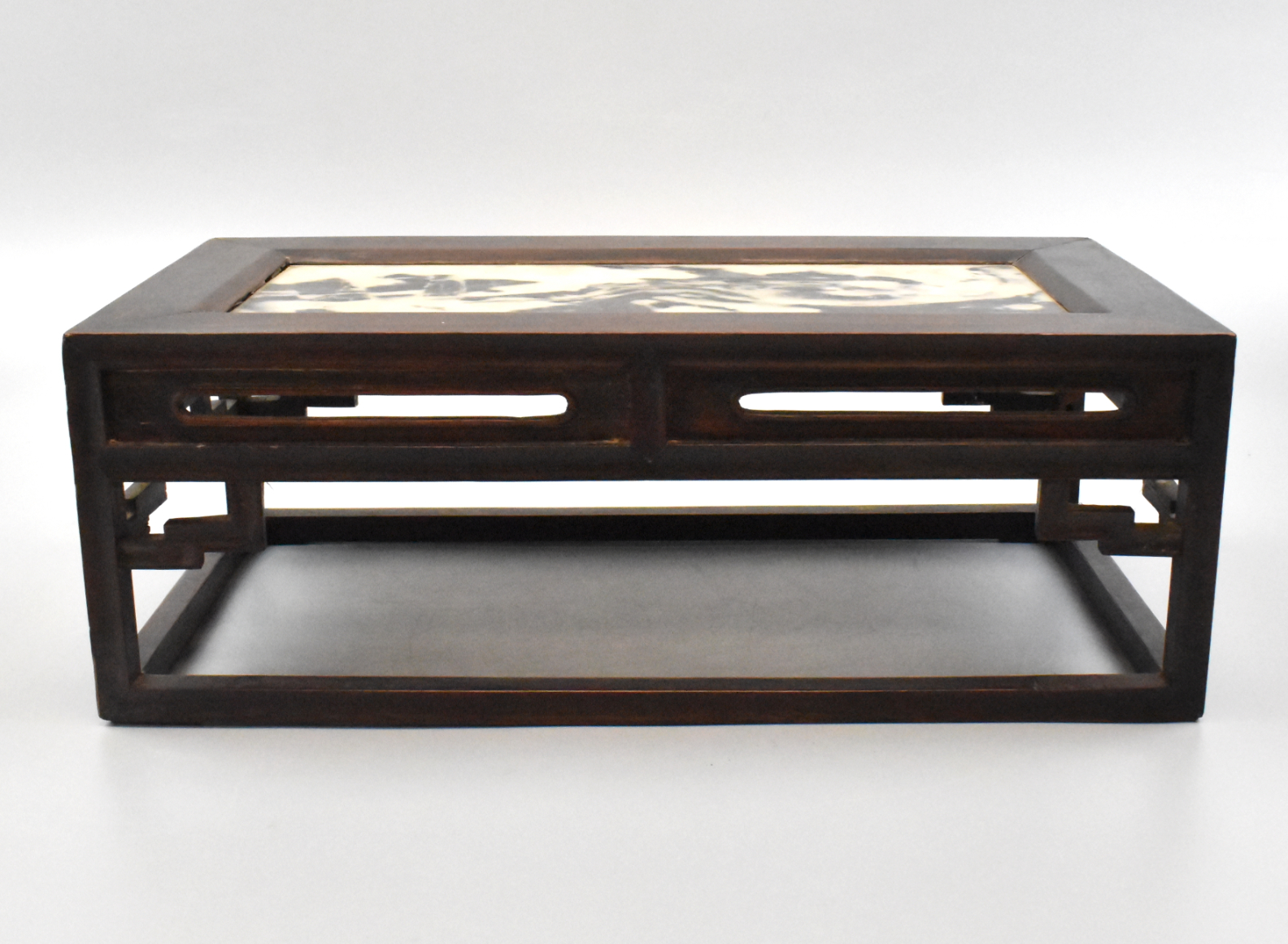 Appraisal: A Chinese hardwood stand with dream stone A rectangular stand