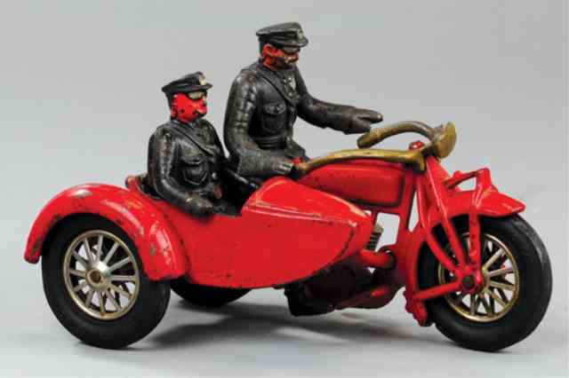 Appraisal: HUBLEY TWO CYLINDER INDIAN MOTORCYCLE AND SIDECAR Cast iron painted