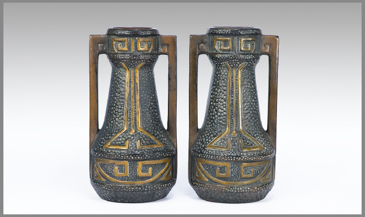 Appraisal: Pair of Bretby 'Clanta' pattern vases inches in height