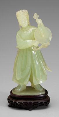 Appraisal: Chinese carved stone figure pale green softstone of woman in