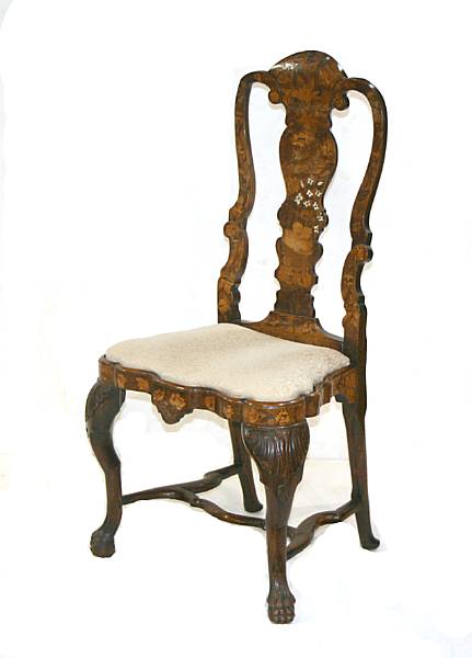 Appraisal: A Dutch Baroque marquetry side chair second half th century