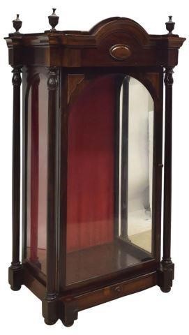 Appraisal: Spanish rosewood capilla display cabinet th c having cornice top