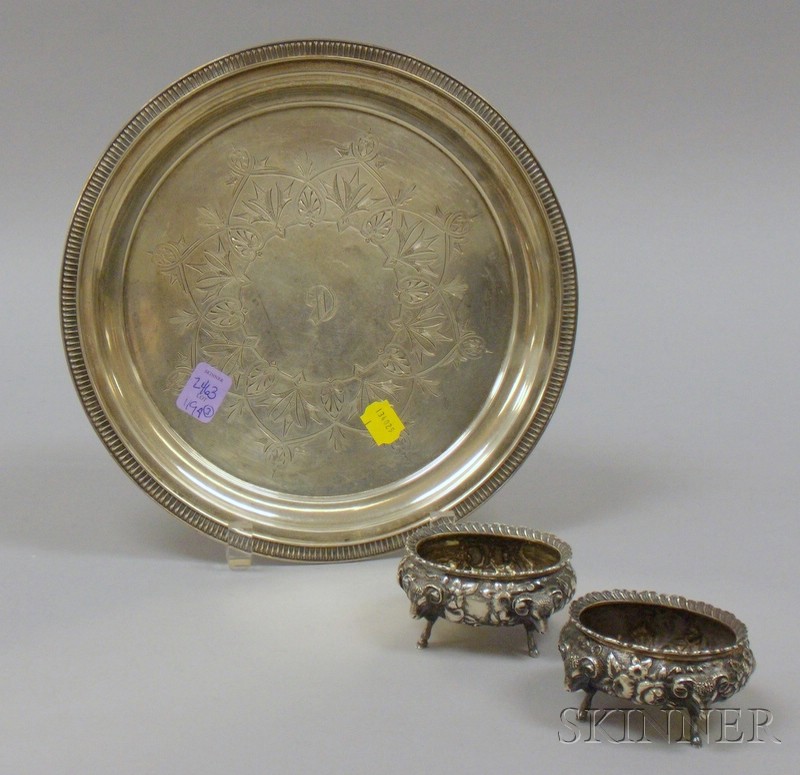 Appraisal: Three Silver Serving Items a sterling footed tray and a