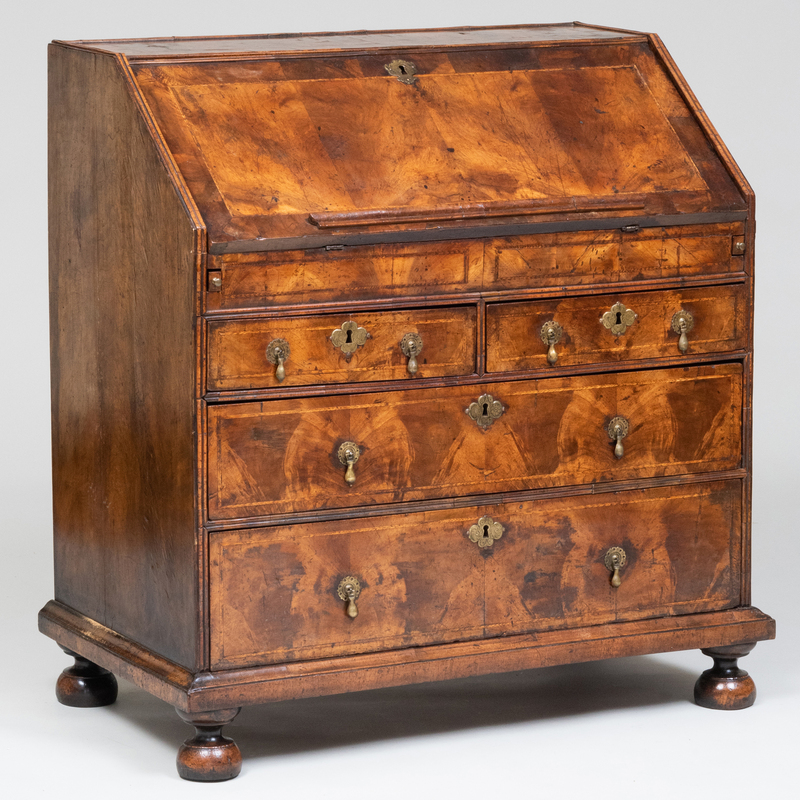 Appraisal: George I Inlaid Walnut Slant-Front Desk x x in Provenance