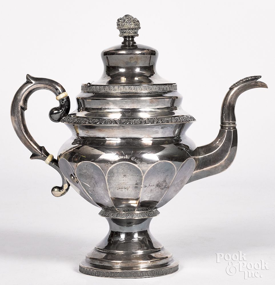 Appraisal: New York coin silver coffee pot New York coin silver