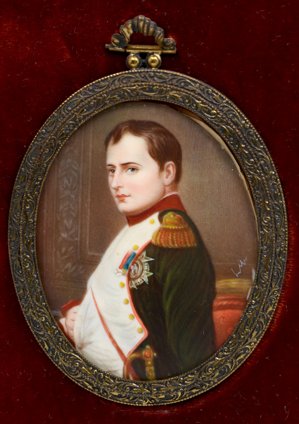 Appraisal: FINELY DETAILED NAPOLEON PROFILE PORTRAIT MINIATURE PAINTING Oval '' x