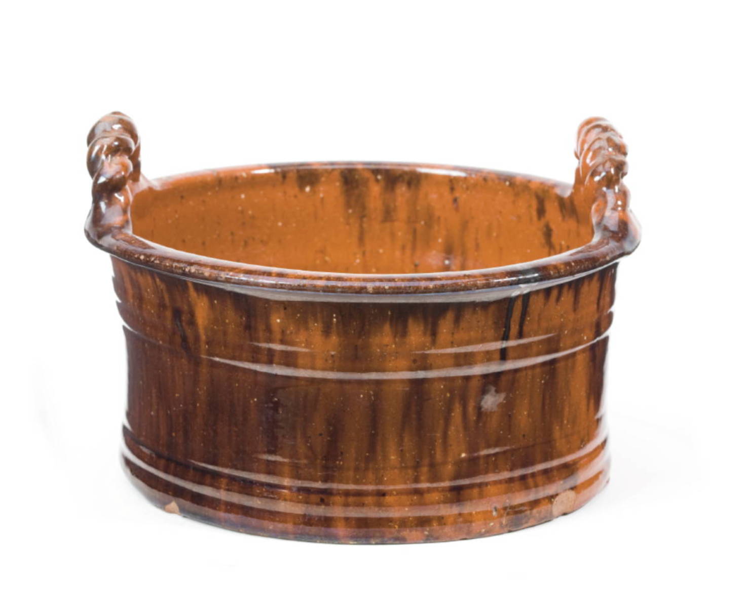 Appraisal: GLAZED REDWARE BUTTER TUB OR PLANTER ATTRIBUTED TO JOHN BELL