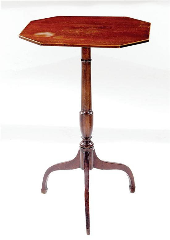 Appraisal: American mahogany candlestand early th century octagonal top on baluster-turned