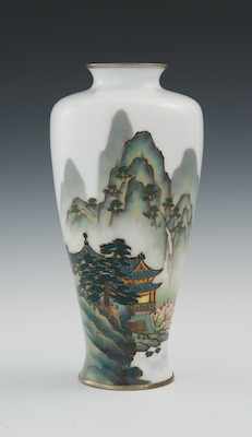 Appraisal: A Cloisonne Vase with View of Mountain Temple th Century