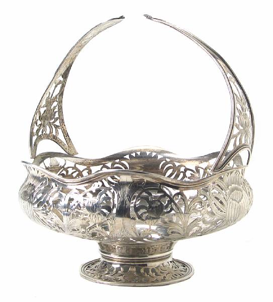 Appraisal: A sterling reticulated basket with engraved decorationGorham Mfg Co Providence