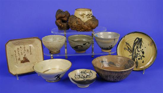 Appraisal: COLLECTION OF JAPANESE KARATSU STYLE POTTERY including bowls of varying