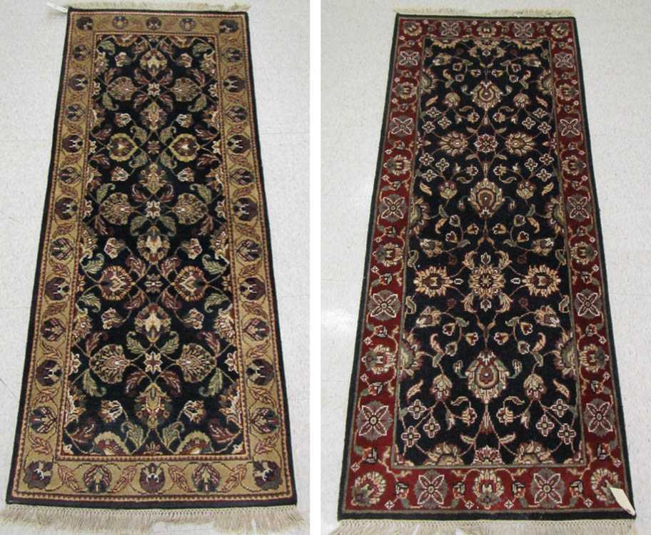 Appraisal: TWO HAND KNOTTED ORIENTAL AREA RUGS Indo-Persians both floral patterns