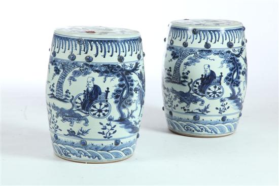 Appraisal: PAIR OF GARDEN SEATS China th century porcelain Hand decorated