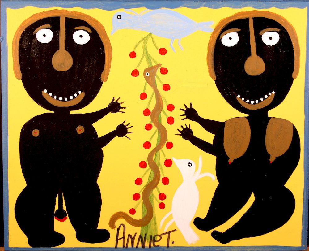 Appraisal: Outsider Art Annie Tolliver Adam Eve and Fruit Tree Snake