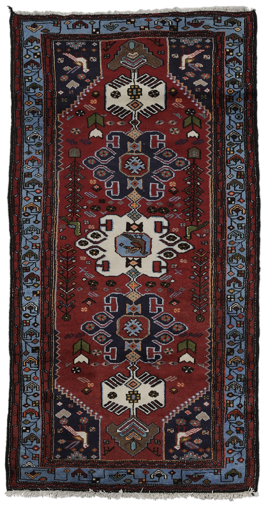 Appraisal: Hamadan Rug Persian late th century five central medallions with