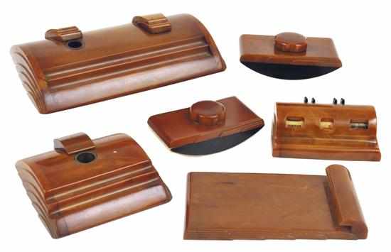 Appraisal: COLLECTION OF CARVACRAFT ART DECO DESK SET ITEMS s by