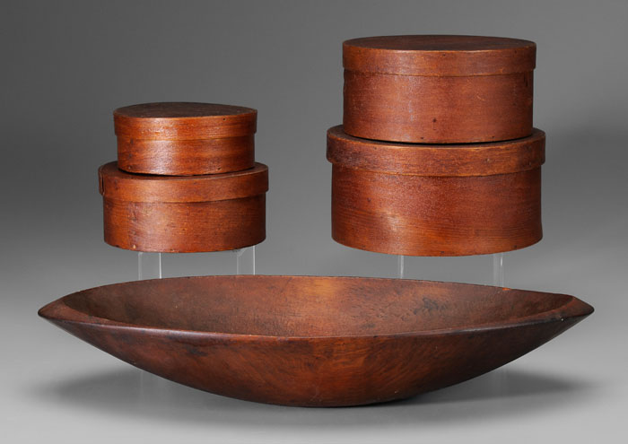 Appraisal: Four Pantry Boxes Bowl American late th early th century