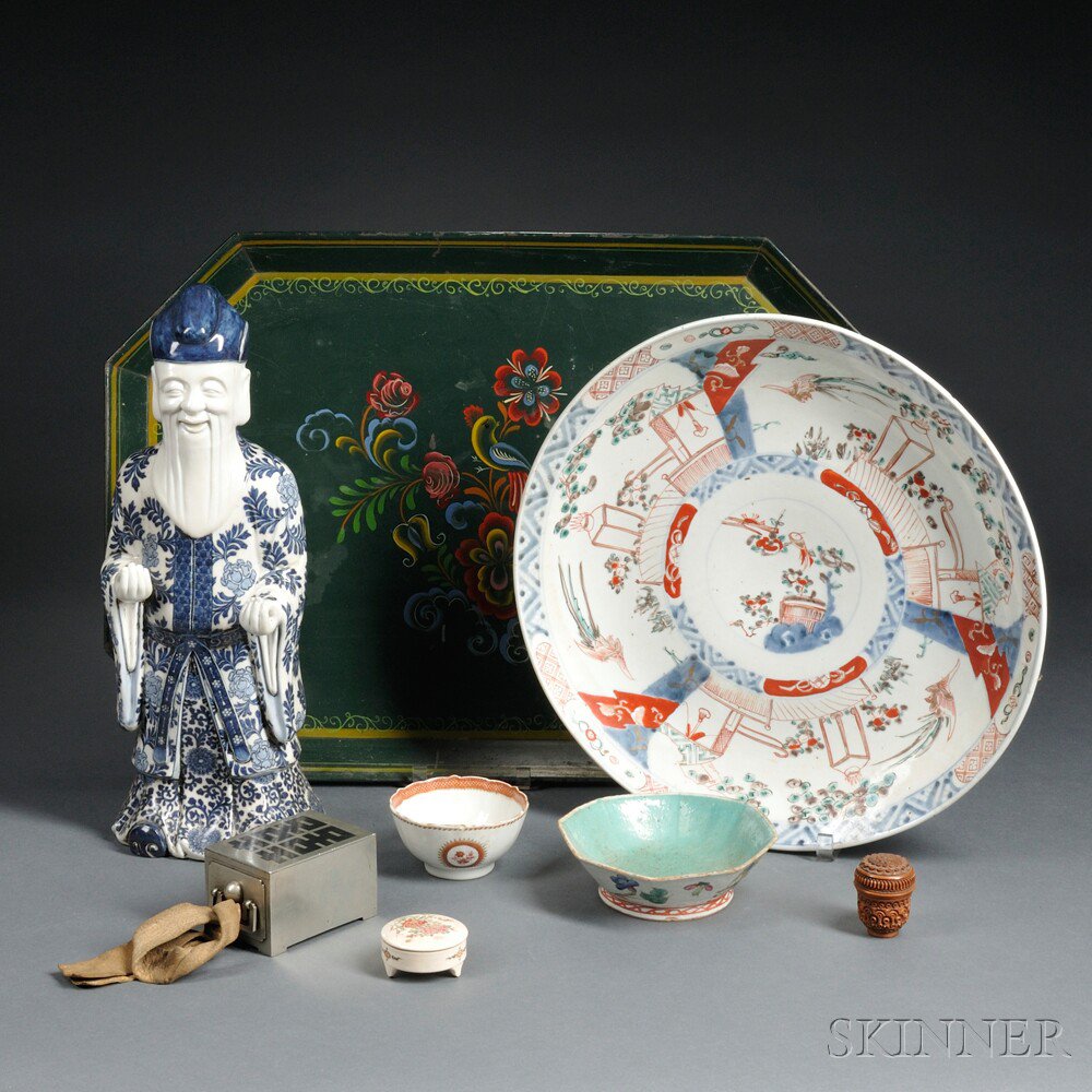 Appraisal: Group of Miscellaneous Items Asia an Imari charger dia two