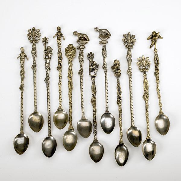 Appraisal: ITALIAN SILVER FIGURAL ICED TEA SPOONS Montagnani silver souvenirs early