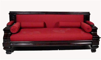 Appraisal: Classical mahogany sofa early th century With straight crest rail