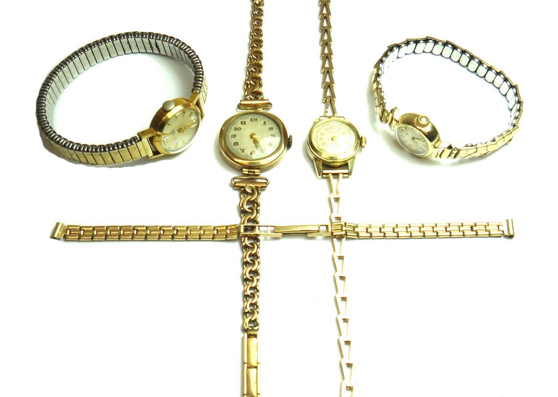 Appraisal: A lady's gold circular cased wristwatch the case back detailed