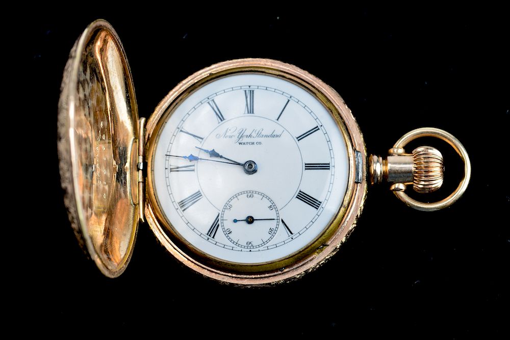 Appraisal: New York Standard Co Gold-Plated Pocket Watch New York Standard