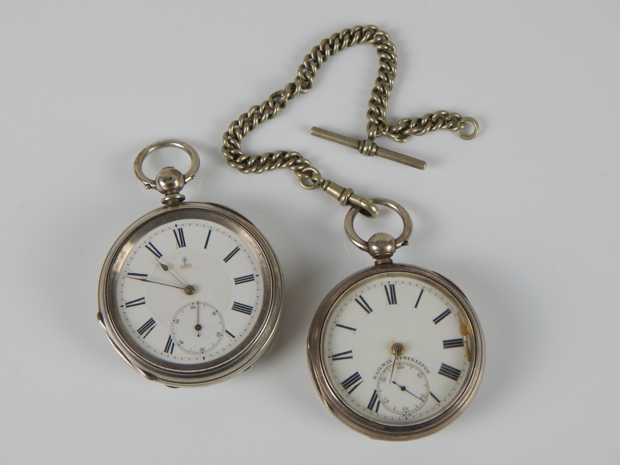 Appraisal: Two silver cased pocket watches each with an enamelled dial