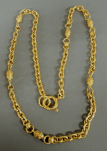 Appraisal: Chanel heavy gold tone rope necklace with Byzantine egg-form spacers