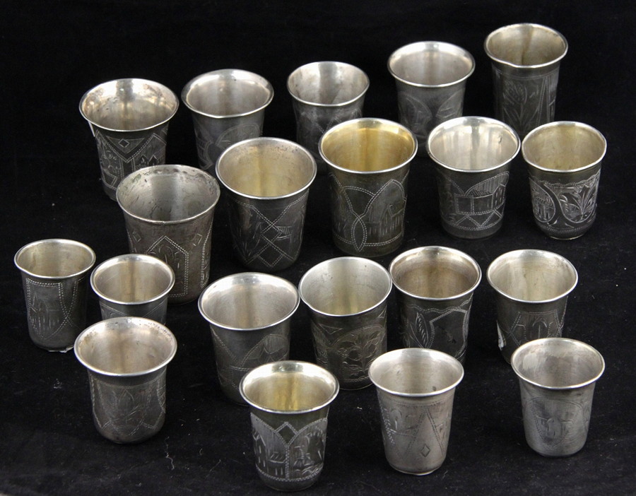 Appraisal: Twenty Russian white metal tot measures various makers th Century