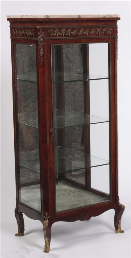 Appraisal: A late th century French kingwood vitrine cabinet the grey