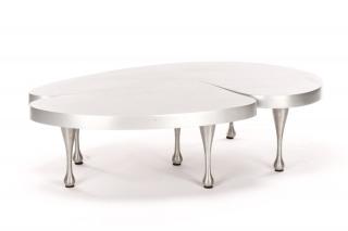 Appraisal: Frederick Kiesler Brushed Aluminum Nesting Tables Frederick J Kiesler American