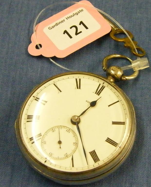 Appraisal: Silver fusee lever pocket watch hallmarked London the movement signed