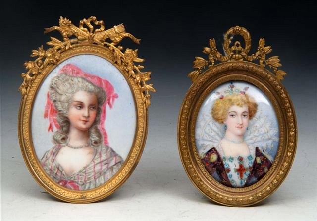 Appraisal: AN OVAL MINIATURE enamel on copper portrait perhaps Mary Queen