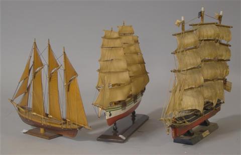 Appraisal: THREE SHIP MODELS First The Cutty Sarkon named base the