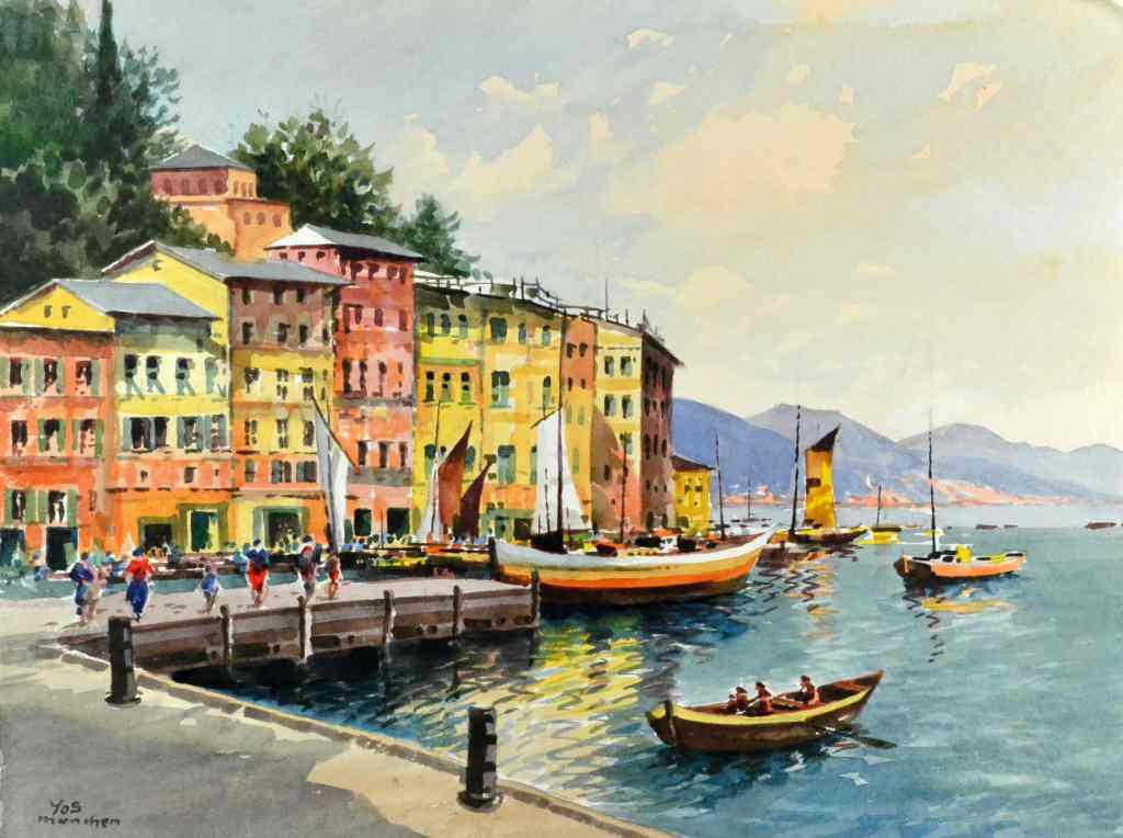 Appraisal: Josef Sussmeier Watercolor Paintings on PaperDepicting landscapes and harbor scenes