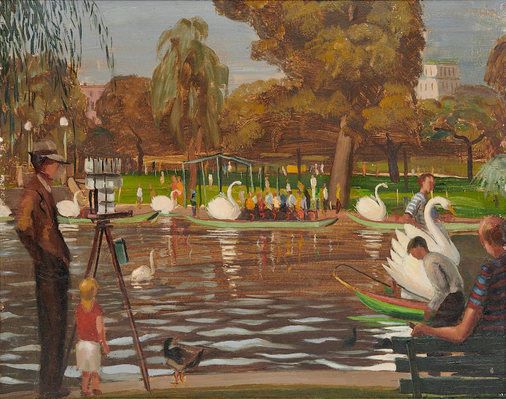 Appraisal: STEPHEN MORGAN ETNIER American - Swan Boats Boston Public Garden