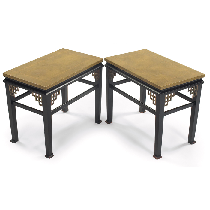 Appraisal: James Mont Chinoiserie occasional tables pair attribution rectangular tops wit