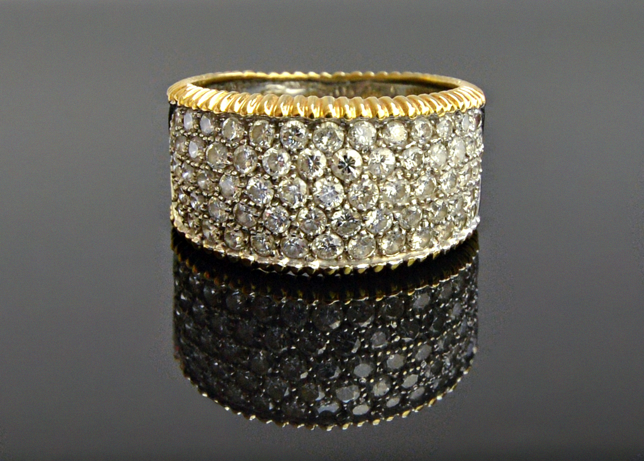 Appraisal: An ct two colour gold and diamond set band ring