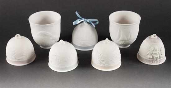 Appraisal: Five Lladro bisque porcelain bells with molded relief decoration and