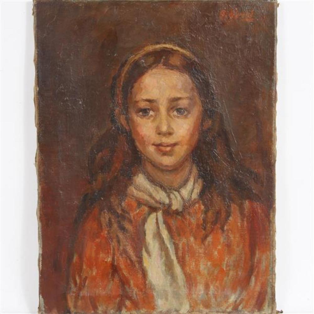 Appraisal: FRANK PERRI - PORTRAIT OF GIRL C OIL ON CANVAS