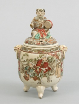 Appraisal: A Japanese Satsuma Koro With a Drummer Boy Finial ca