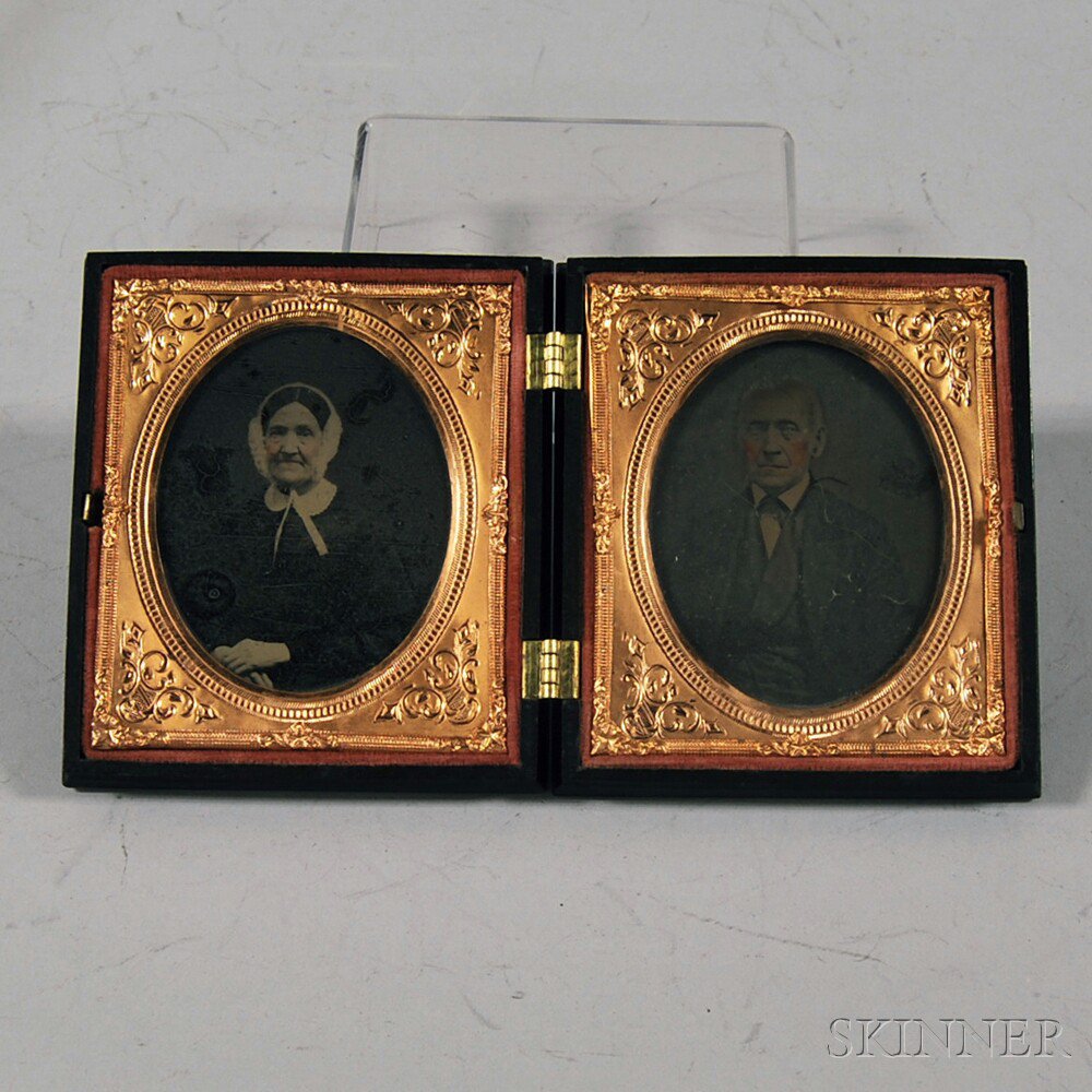 Appraisal: Sixth-plate Ambrotype Portraits of an Elderly Couple the couple identified