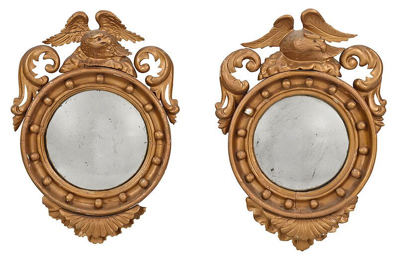 Appraisal: Pair Classical Style Eagle Convex Mirrors American late th early