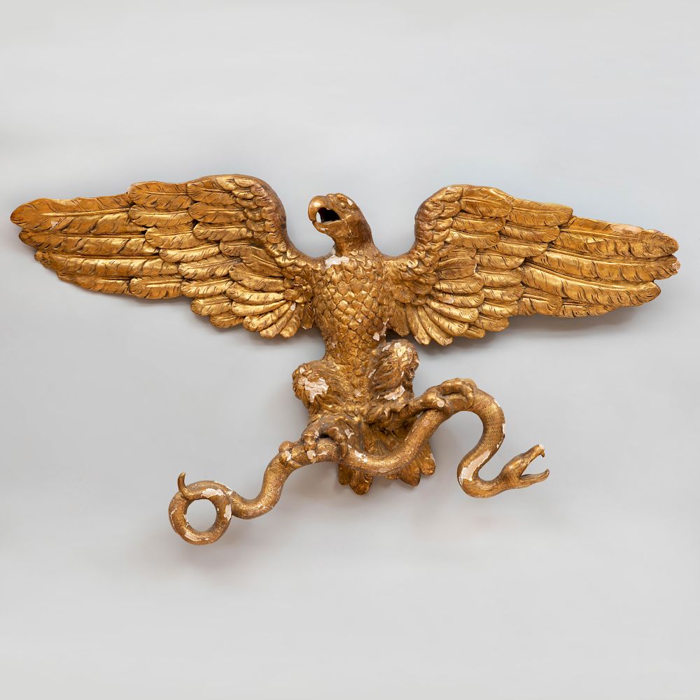 Appraisal: Swedish Neoclassical Carved Giltwood Eagle Wall Mount x x in