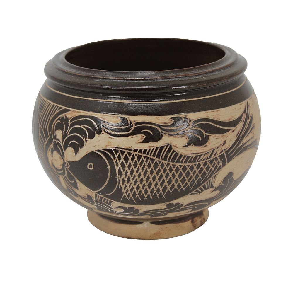 Appraisal: Chinese Song Dynasty Cizhou Ware Fish Bowl Chinese Song Dynasty